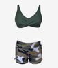 Cross-Border Women's Split Swimsuit: Sexy Solid Color Bikini with Camouflage Boxer Shorts