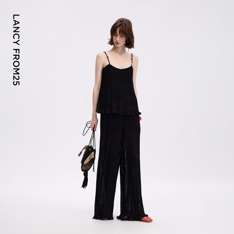 Langzi Resort Style Pleated Strappy Sleeveless Top
