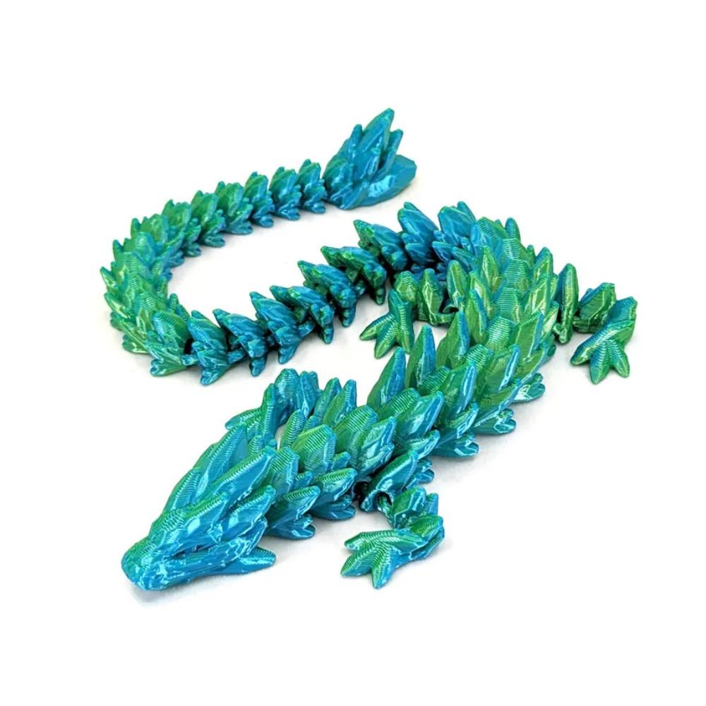 1Pc 3D Printed Gemstone Dragon Figurine-Iridescent Plastic Desk Decor, Ideal for Bedroom & Office, Perfect Gift for Christmas