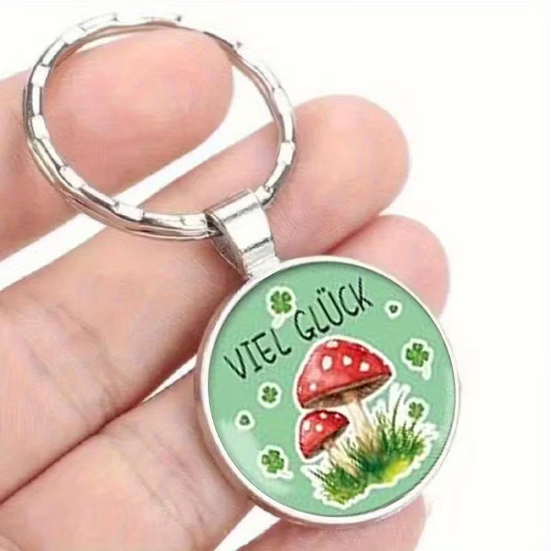 Four Clover Leaf And Mushroom Keychain Cute Pendant For Holiday Gift Event