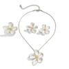 Jewelry Wind Metal Three-Dimensional Flower Necklace Women'S Temperament Five-Leaf Flower Stud Earrings Neck Chain Set