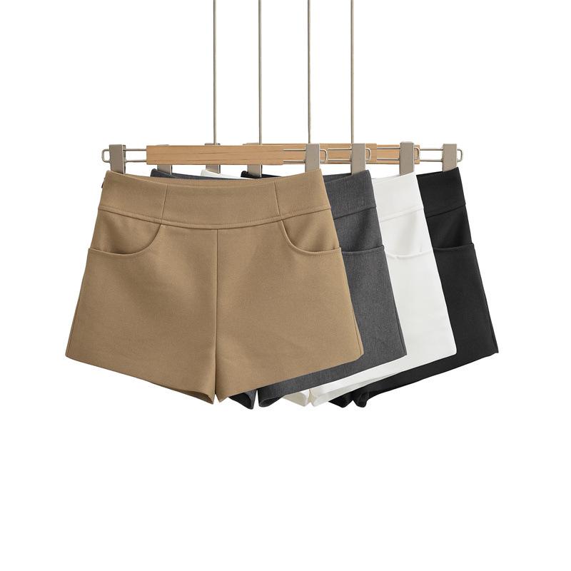 2026 Women's Slim High Waist Khaki Suit Shorts - Elegant, Straight Leg Casual Hot Pants