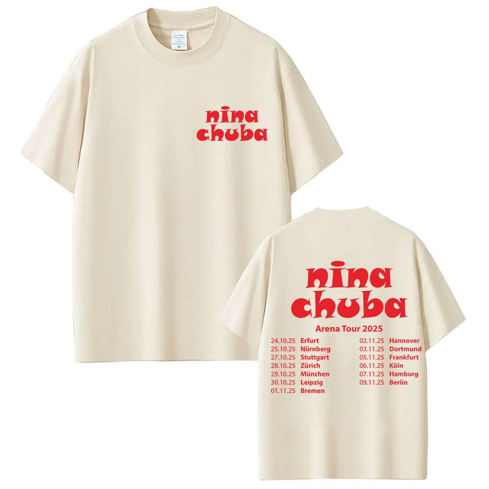Sängerin Nina Chuba Arena Tour 2026 Grafik T-Shirt Herren Damen Hip Hop Rundhals Baumwolle T-Shirts Mode Übergroß Kurzarm T-Shirts