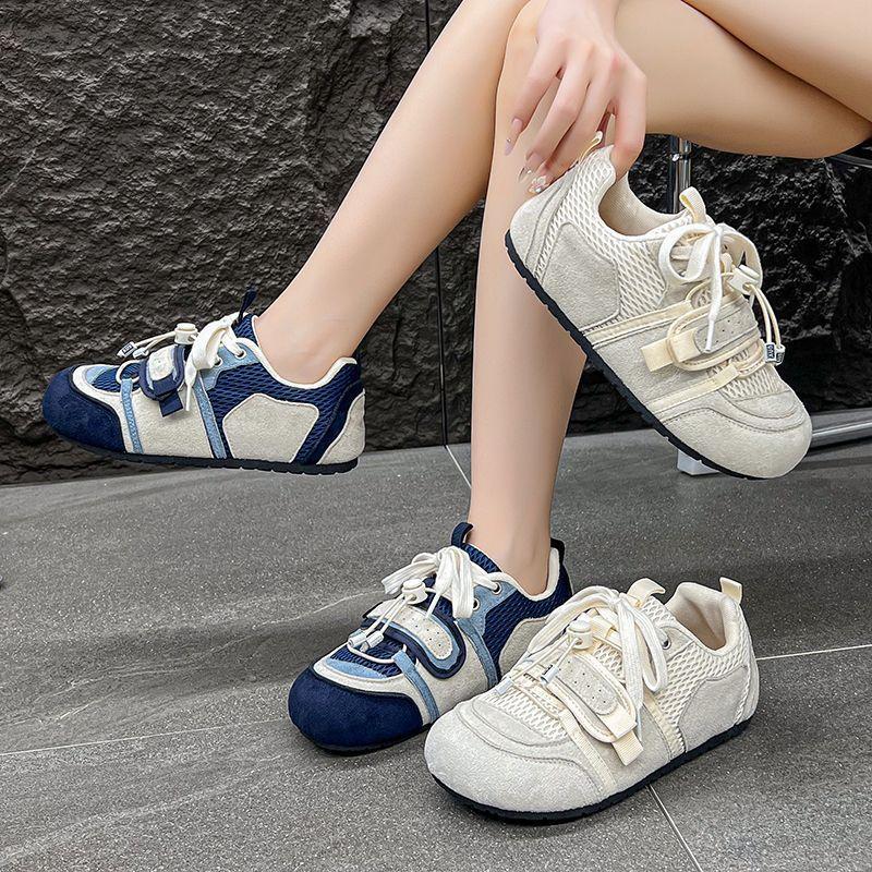 Mesh breathable sports and leisure shoes retro German training shoes ugly cute big head thick sole heightening board shoes 2025 summer and autumn new