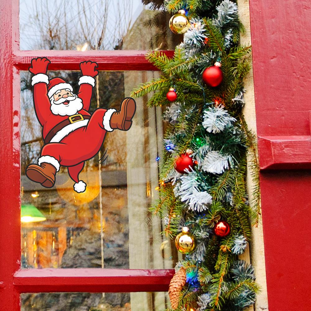 Naughty Santa Claus Home Balcony Glass Window Beautification Decoration Window Stickers