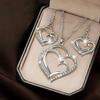 Sparkling  Double-Layer Hollow Heart-Shaped Pendant Necklace Women'S Temperament Versatile Jewelry Set