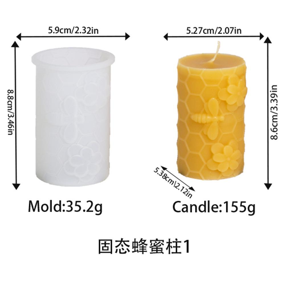 3D Honeycomb Pillar Candle Silicone Mold DIY Embossed Bee and Flower Honeycomb Cylinder Aromatherapy Candle Plaster Mold Decor