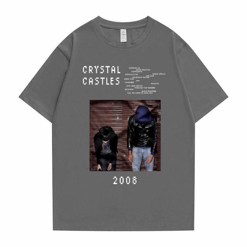 Crystal Castles Graphic T Shirts Male Gothic Music Band T Shirt Men's Vintage Tshirt Men Women Hip Hop Rock Oversized T-shirts