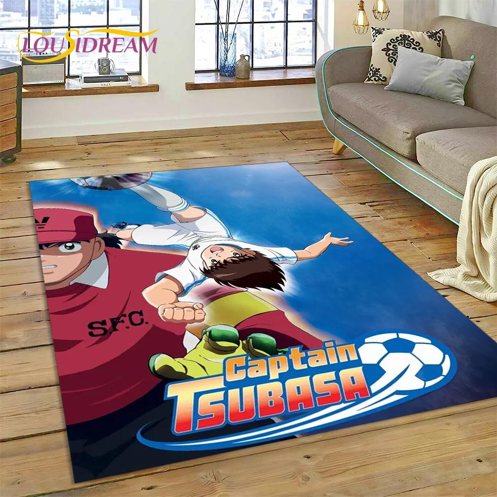 3D Cartoon Captain Tsubasa Fußballteppich für Schlafzimmer Wohnzimmer Heimsofa Dekoration, Kinderspiel Große Dekor Bodenmatte