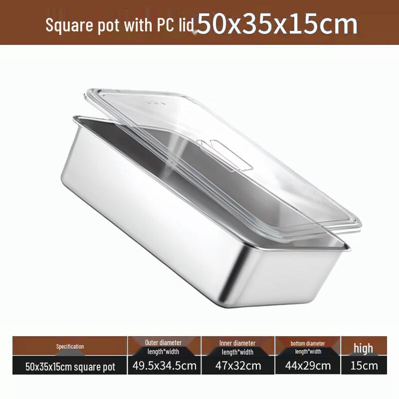 

Lainuo Stainless Steel Rectangular Food Tray with PC Lid