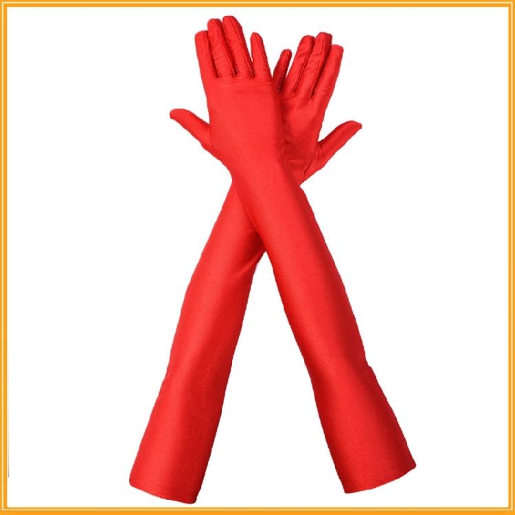 Elbow Length Sleeve Evening Gloves For Women Stretchy Soft Red Vintage Themed Event Accessories