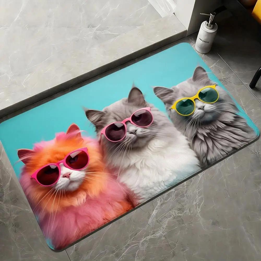 

Kittens and Puppies 3D Optical Illusion Doormat Flat Non-slip and Easy Clean Perfect for Placing in Front of The Bathroom Door 30x50cm
