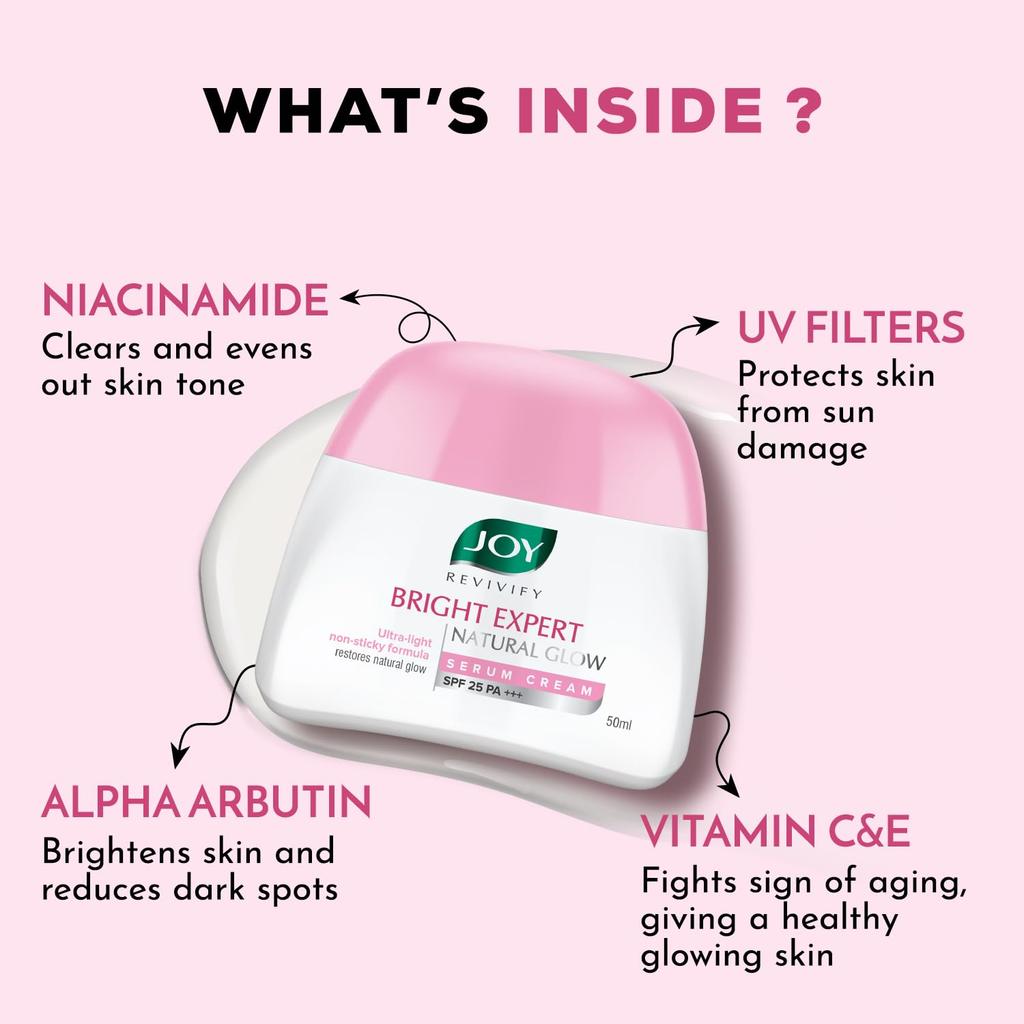 Joy Brightening Face Cream SPF 25 PA+++ With Niacinamide 50ml Pack Of 1 For Natural Glow & Sun Protection