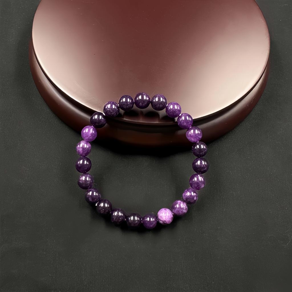 1Amethyst beaded elastic bracelet handmade with elastic cord8mm Ideal gift for both men and women, suitable as an everyday clothing accessory