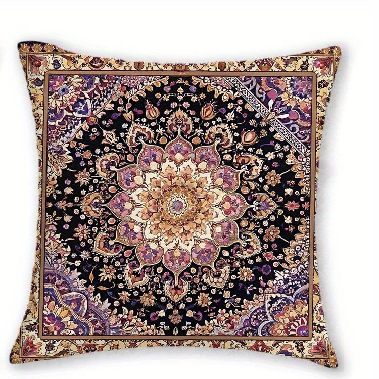 

1/4pcs Vintage Persian Floral Carpet Pattern Throw Pillow Covers Bohemian Decorative Square Cushion Cases 45x45cm-1pcs