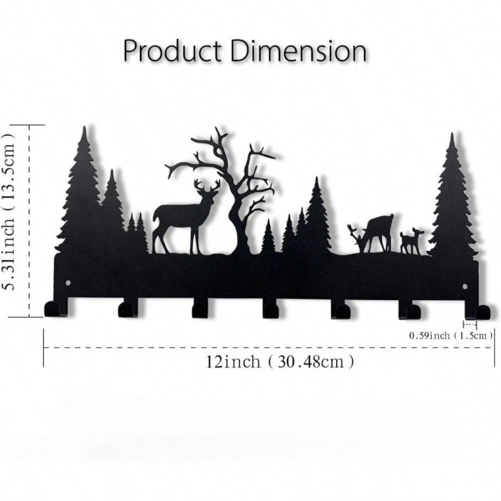 Black Metal Deer Antler Hook for Hanging Mugs Towels Keys Bags Home Decor