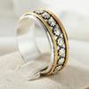 Vintage Hand Carved Flower Women's Ring Two Color Metal Geometry Daily Wear Party Jewelry Anniversary Gift