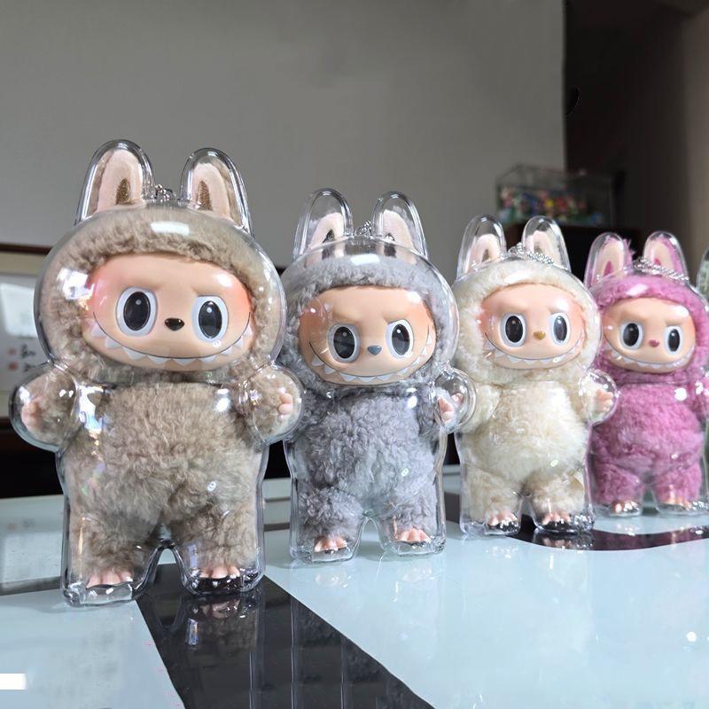 Labubu Pumpkin Protective Case Clear Acrylic Dust Cover for Generation 1 2 Doll Display Halloween Accessory Cover
