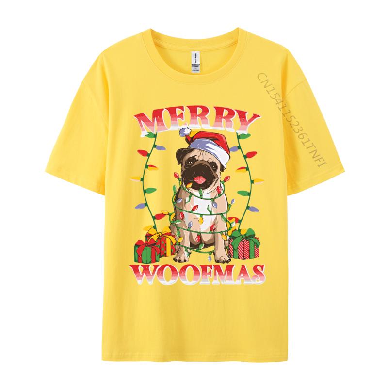 New Tshirt Merry Woofmas Christmas Santa Pug T Shirts Graphic New Trend Tops Mens Clothing Plus Size