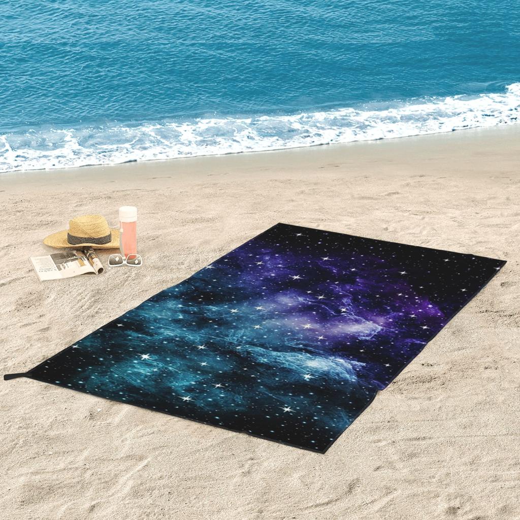 Teal Purple Galaxy Nebula Dream Beach Towel Soft Microfiber Quick Dry Absorbent Quick Towels For Bath