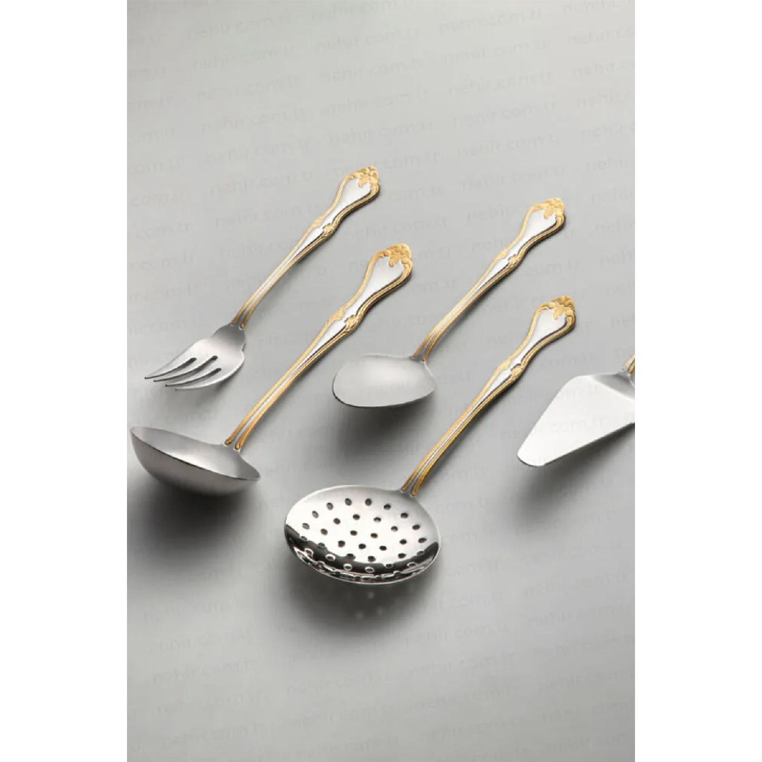 

Lalezar Gold Plain 5 Piece Stainless Steel Serving Set золотий