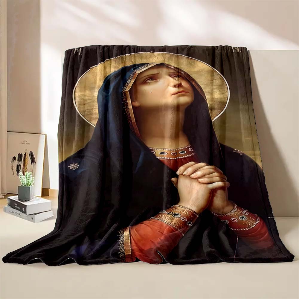 6 Sizes Jesus Virgin Maria Believer Pray Printed Blanket Soft and Comfortable Home Travel Blanket Adult and Child Warm Blanket