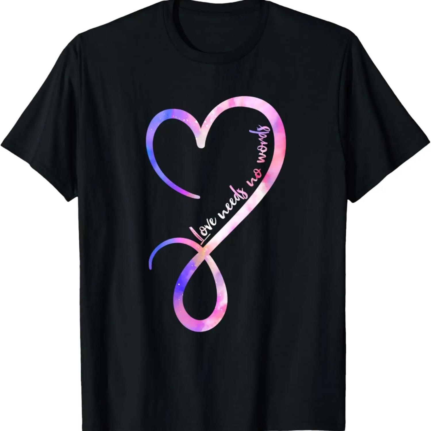 

Love Needs No Words Autism Awareness Tolerance Autistic ASD T-Shirt XXXXXL чорний