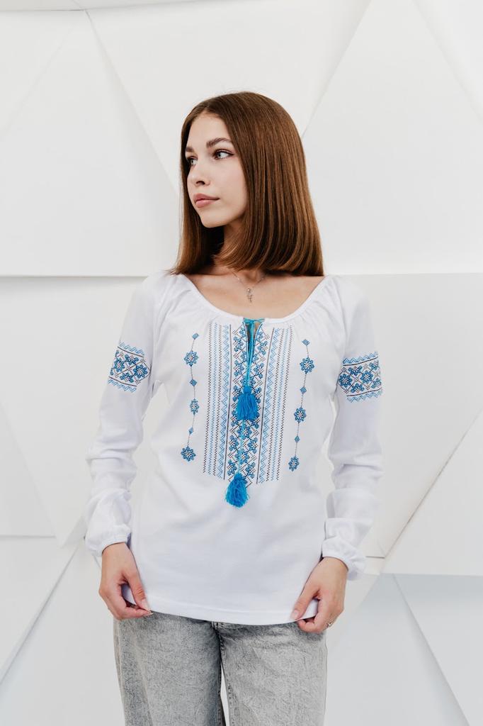 Elegant Ukrainian Vyshyvanka Blouse for Women – Rich Embroidery On Smooth Interlock,  Any Season, 8607-038-22 HC