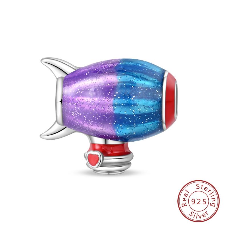 100% Copper Purple Color Series Chameleon Butterfly Balloon Charms Beads Fit Qikaola Original Bracelets Diy Jewelry