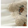Spring Summer  Crochet Top with Chiffon Flower Embroidery Long Sleeve Square-neck Fake Two-Piece Blouse Hook Flower Hollow Top Sunscreen