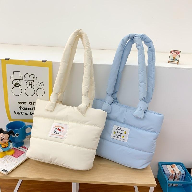 Cute Cartoon Rabbit Down Cloth Handbag Girls Large Capacity New High Value Commuter Shoulder Bag