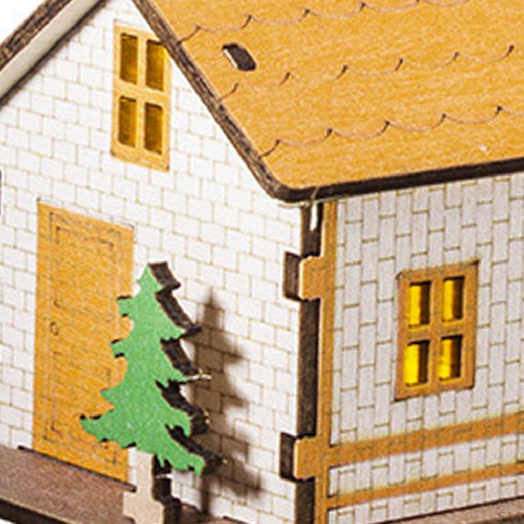 Beleuchtetes Miniaturhaus Weihnachtshütte Modell Stadtgebäude Geschenk Tiny Mockup Holz
