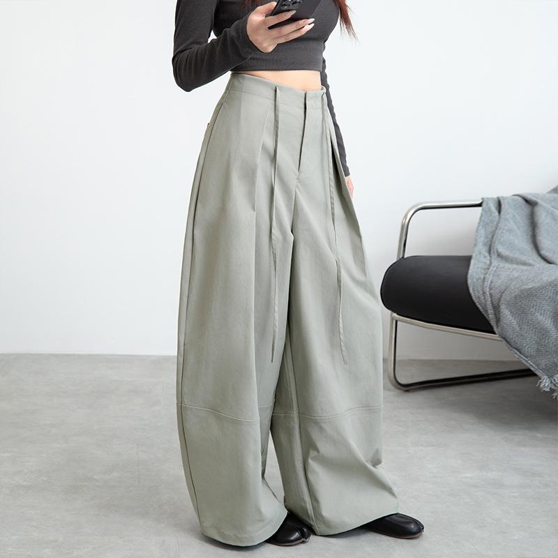 Lazy Wind Wide-leg Pants Women's Autumn High-waisted Drape Casual Pants Loose Design Pleated Straight Floor-mopping Pants Trousers