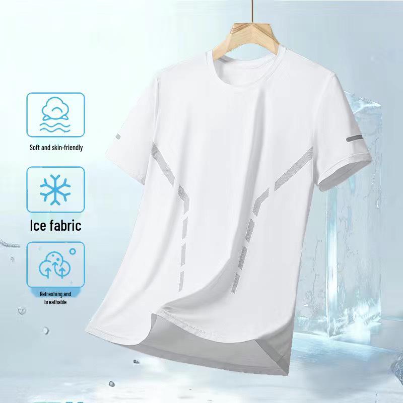 Men's Quick-Dry Ice Silk Mesh T-Shirt - Breathable, Loose-Fit, Casual Short Sleeve Sportswear