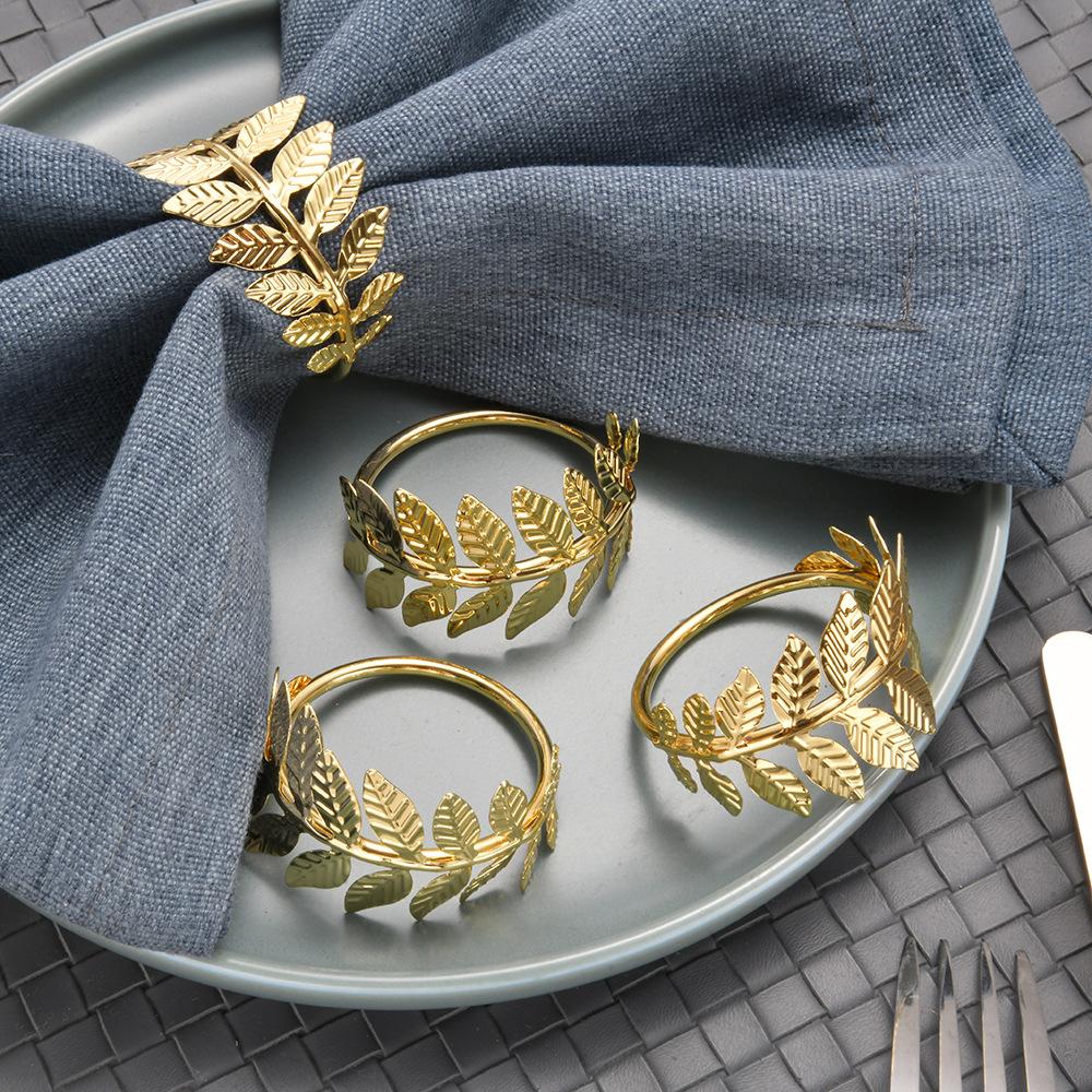 1Pcs Gold Silver Leaf Napkin Rings Holder Fall Napkin Buckle for Thanksgiving Wedding Party Home Kitchen Home Table Decor