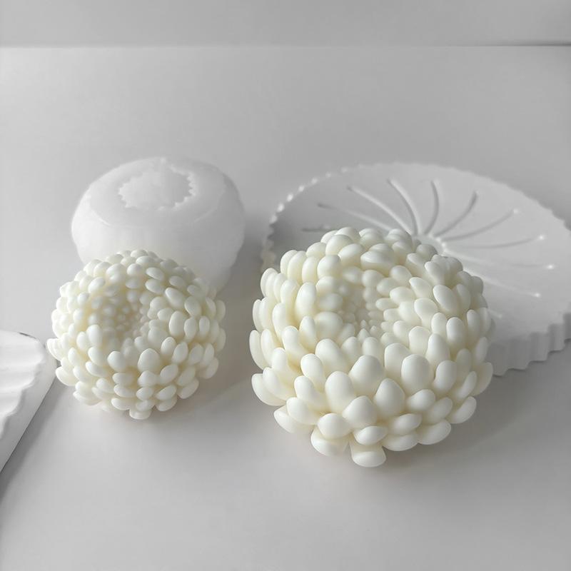 Moule Bougie Fleur de Chrysanthème en Silicone pour Diffuseur en Plâtre Fabrication de Savon Moule Flexible pour Artisanat Fait Maison et Décoration Intérieure