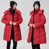 Down cotton jacket women's mid-length 2025 winter new Korean version loose plus size thickened padded jacket hooded cotton jacket