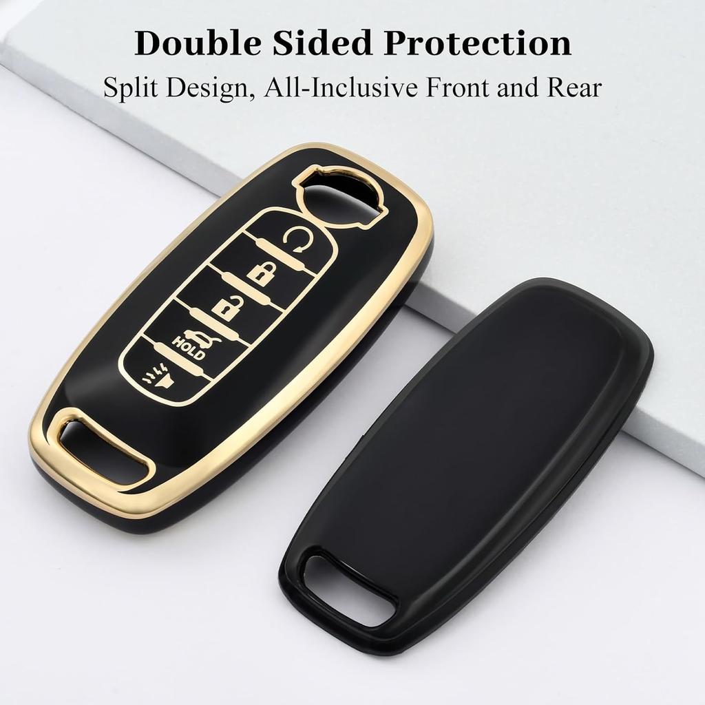 For Nissan Rouge Pathfinder Key Fob Cover, Soft TPU Key Fob Case Full Protector Compatible with  2024 Nissan Rouge Pathfinder 5 Button Smart Remote