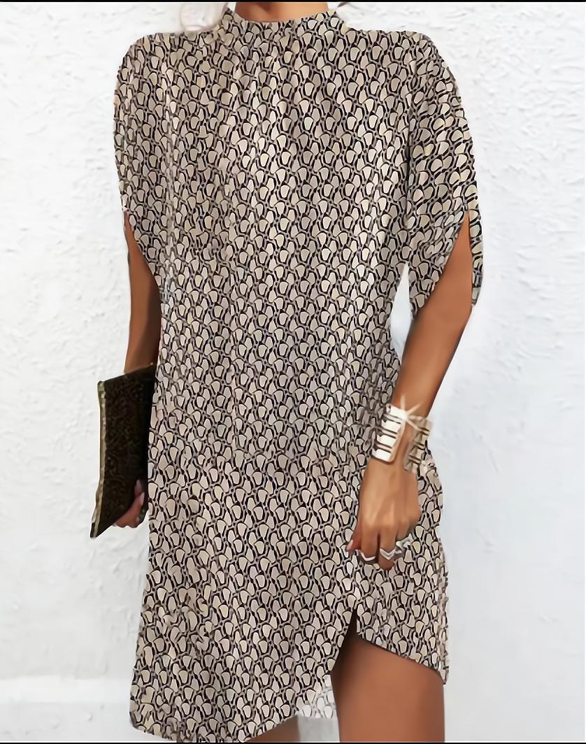 

Women s Floral Print Short Sleeve Split Sleeve Dress, Casual Summer Dress with Colorful Flower Pattern, Comfortable A-Line Dress XXL