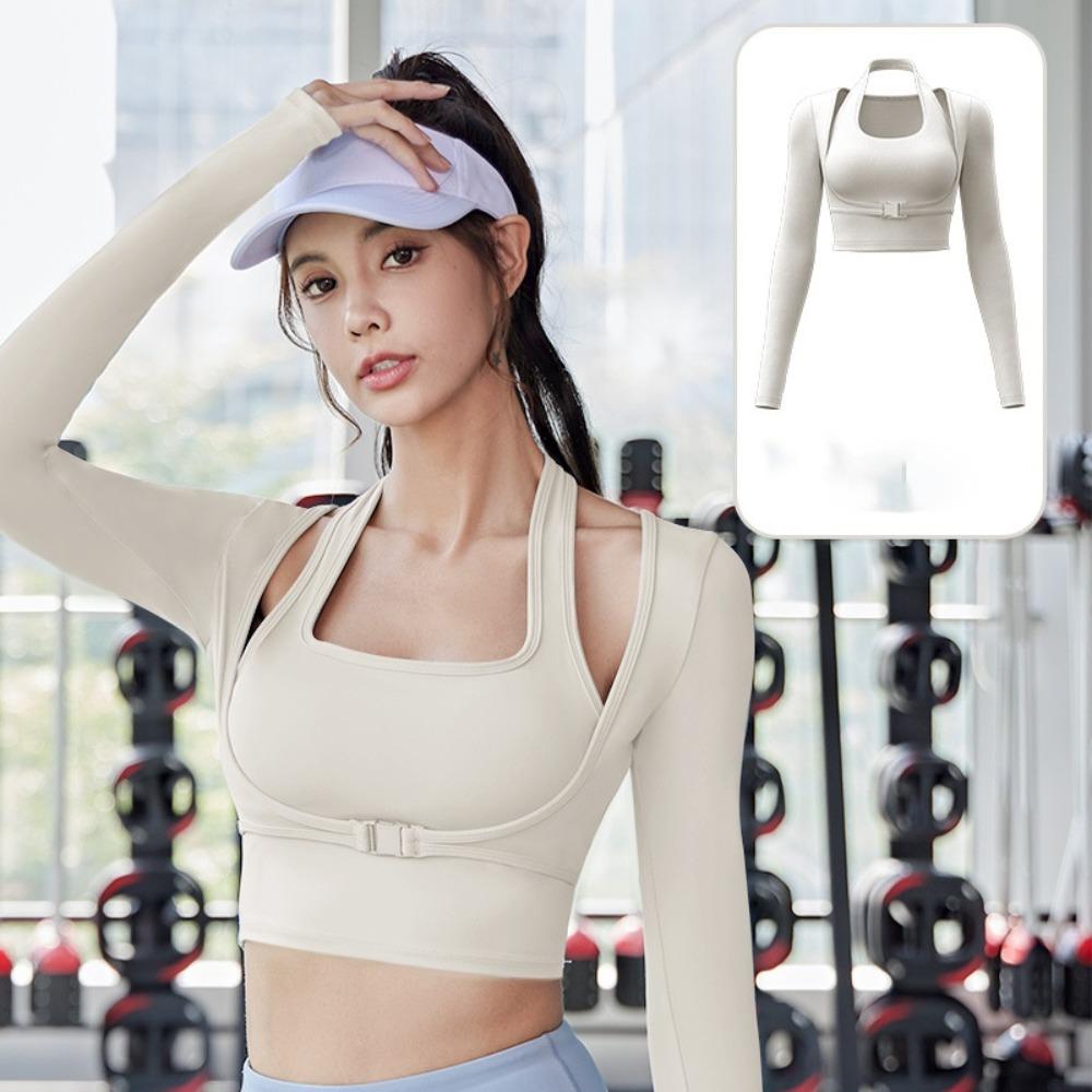 Long Sleeve Workout T-Shirt Slim Chest Girls Sports Top Women Yoga Shirts  Gym Fitness