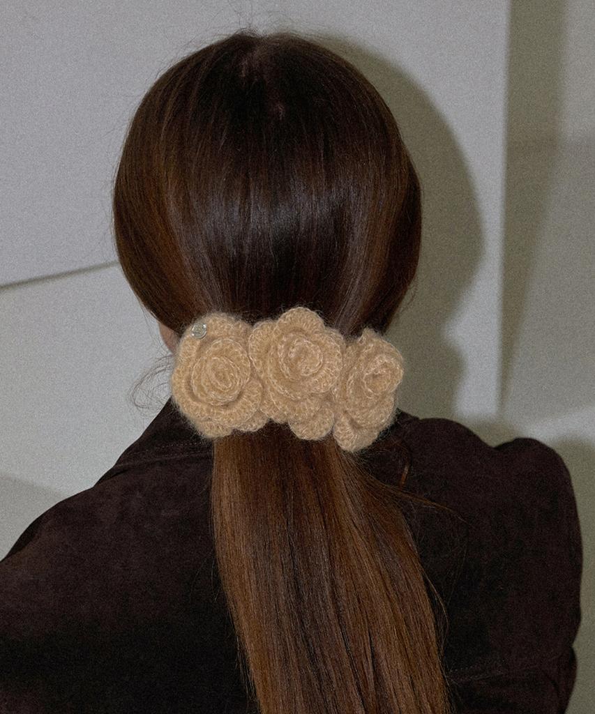 Slowslowly Camellia Handmade Crochet Mohair Knit Big Hairpin _ 4 Colors