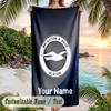 Beach Towel Brighton & Hove Albion Football Print Custom Name Text Soft Towel for Swimming Pool