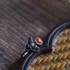 Adjustable Open Ring Women Men Vintage Bat Motif Natural Red Agate Copper Jewelry Bohemian Retro Style