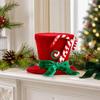 Velvet Top Hat with Sucker Easy Storage Christmas Freestanding Tabletop Ornament Bow