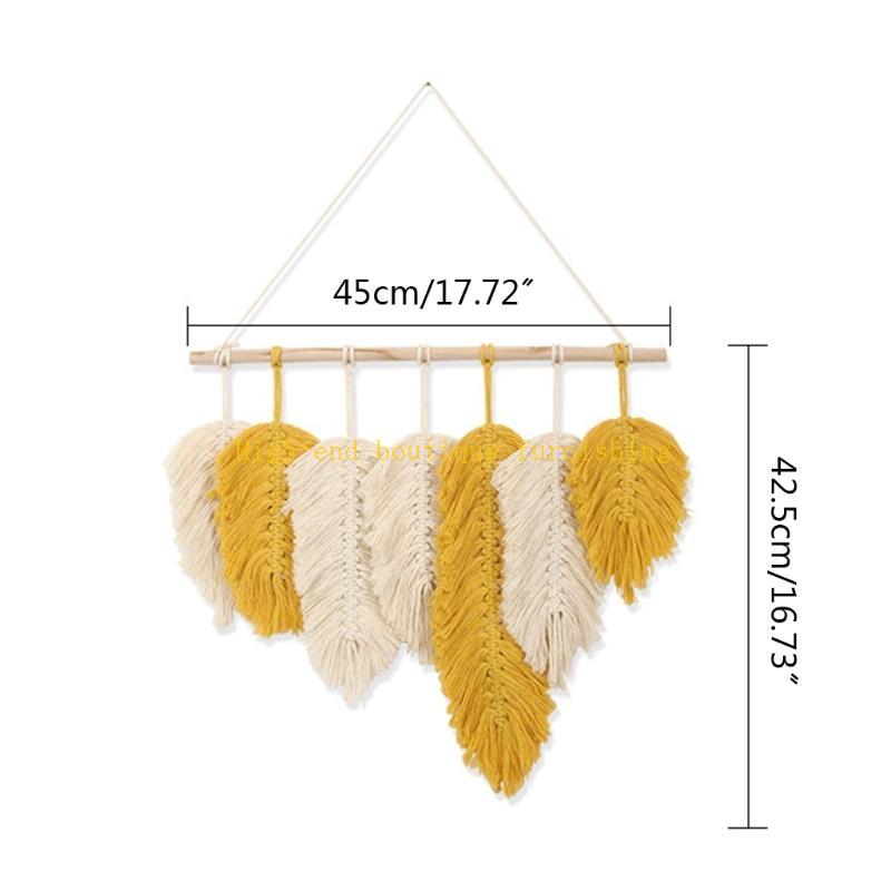  Wall Hanging Tapestry Handmade Macrame Cotton Feathers Woven Leaves Boho Decor Headboard Door Porch Hangers