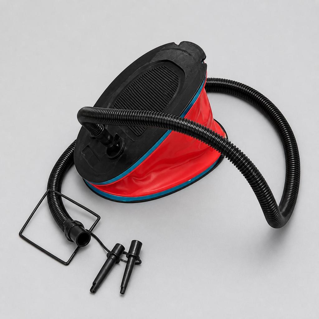 Foot-Operated Air Pump Compact Manual Inflator with Nozzles for Camping, Campers