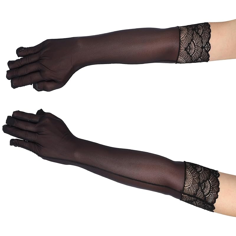 

[Black Omen] long gloves long gloves cosplay 8 colors in total Lace (6705-black, free size) bs513-f-6705-bk
