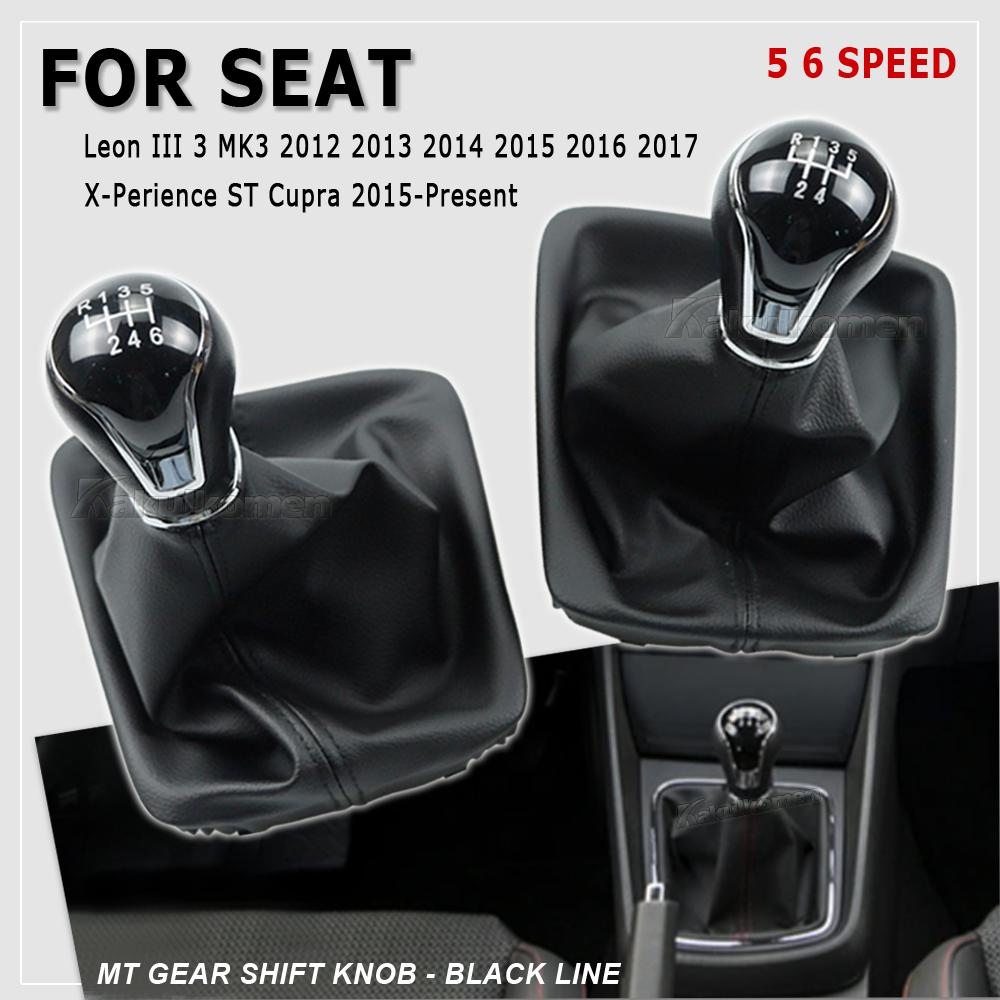 Leather Car Gear Shift Knob Lever Gaitor Boot Cover For Seat Leon III 3 MK3 2012 2013 2014 2015 2016 2017 5/6 Speed Manual