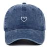 Vintage Korean Style Thin-Brim Heart Embroidery Baseball Cap - Unisex Spring/Summer Fashion