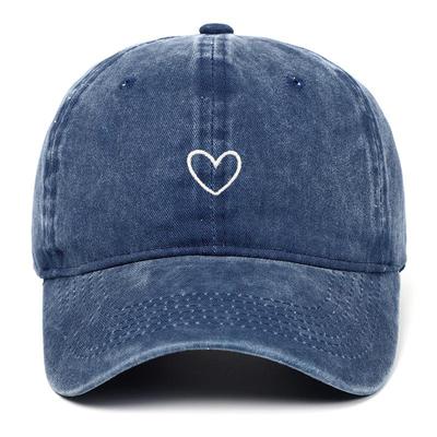 Vintage Korean Style Thin-Brim Heart Embroidery Baseball Cap - Unisex Spring/Summer Fashion